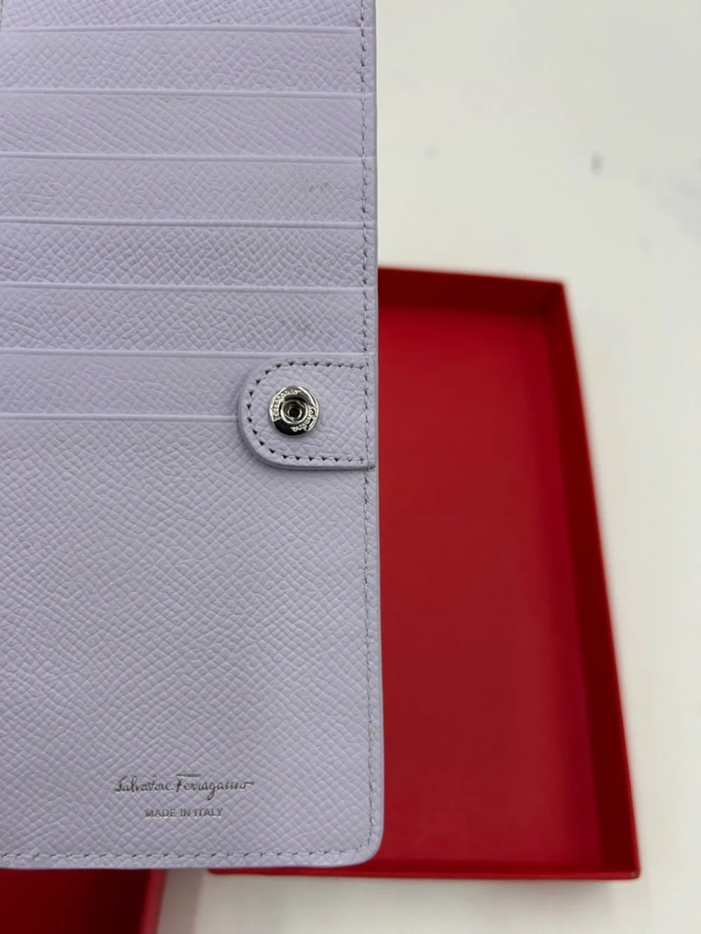 Women's Salvatore Ferragamo GANCINI bifold Wallet in light blue made in Italy - Picture 11 of 11